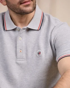 Homme Mise Au Green Polo logo badge gris moyen