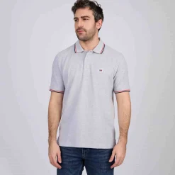Homme Mise Au Green Polo logo badge gris moyen