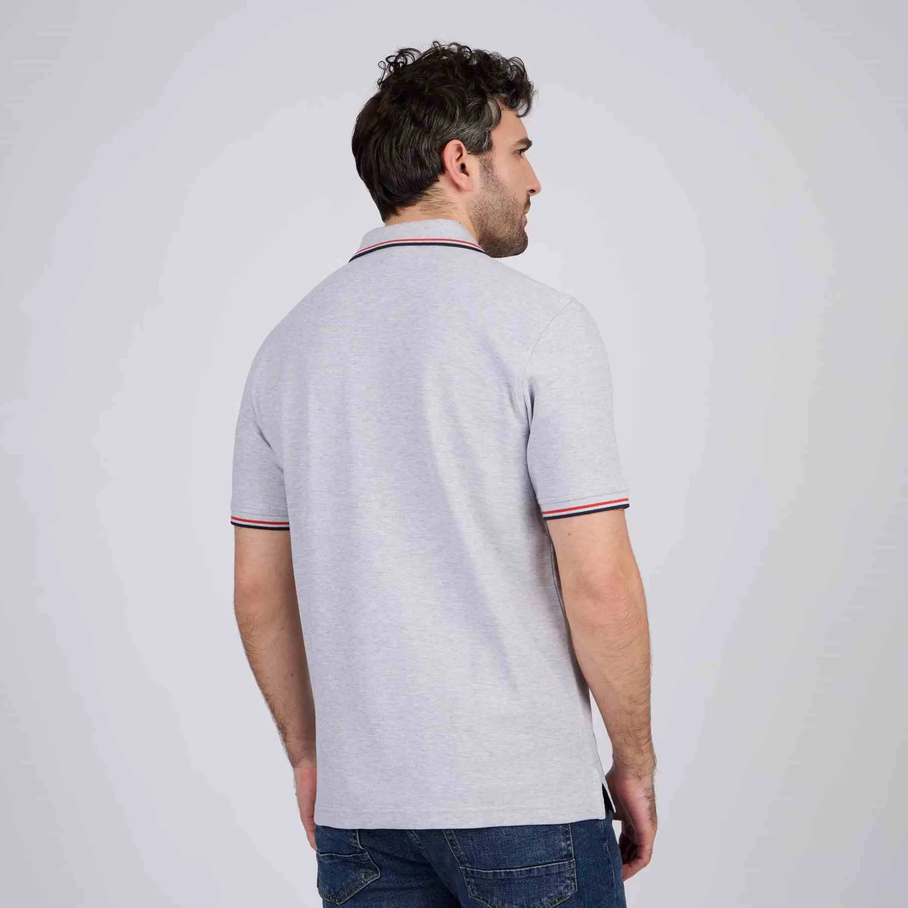 Homme Mise Au Green Polo logo badge gris moyen