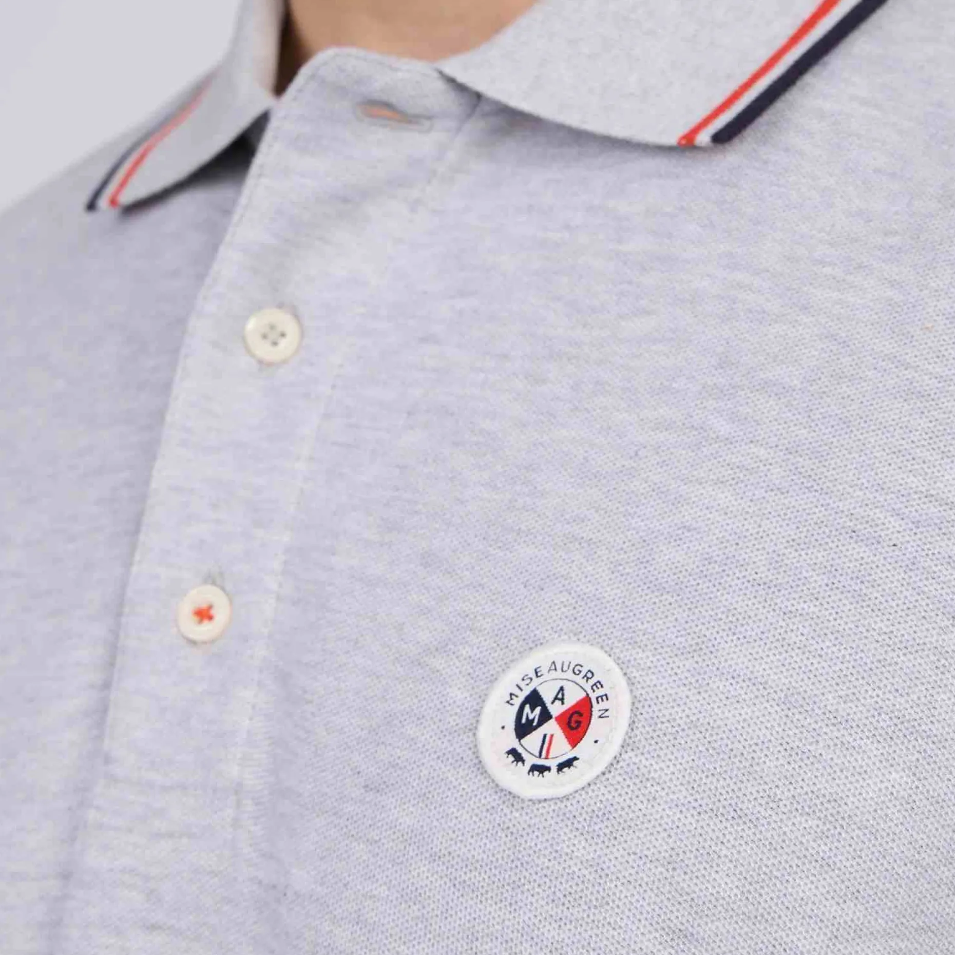 Homme Mise Au Green Polo logo badge gris moyen