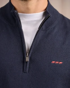 Homme Mise Au Green Pull col camionneur bleu marine