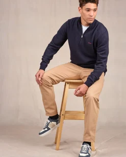 Homme Mise Au Green Pull col camionneur bleu marine