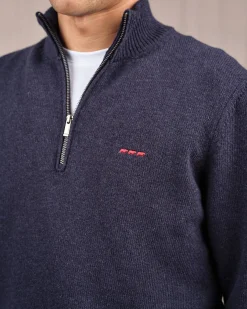 Homme Mise Au Green Pull col camionneur bleu marine