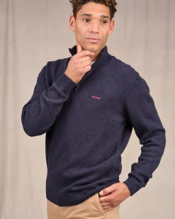 Homme Mise Au Green Pull col camionneur bleu marine