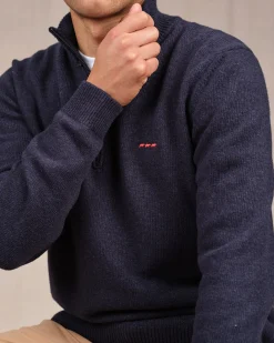 Homme Mise Au Green Pull col camionneur bleu marine