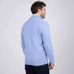 Homme Mise Au Green Pull col camionneur bleu ciel