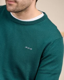 Homme Mise Au Green Pull col rond vert foncé