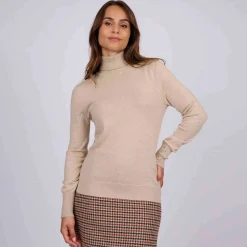 Femme Mise Au Green Pull col roulé beige chine