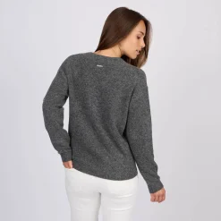 Femme Mise Au Green Pull col v gris moyen