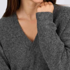 Femme Mise Au Green Pull col v gris moyen