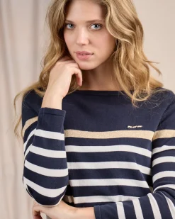 Femme Mise Au Green Pull façon marinière bleu marine