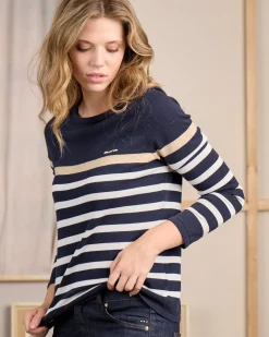 Femme Mise Au Green Pull façon marinière bleu marine