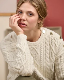 Femme Mise Au Green Pull torsadé blanc cassé