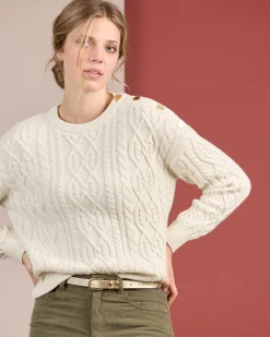 Femme Mise Au Green Pull torsadé blanc cassé