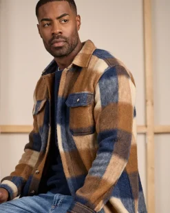 Homme Mise Au Green Surchemise à carreaux bleu marine