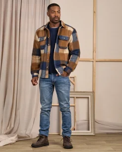 Homme Mise Au Green Surchemise à carreaux bleu marine