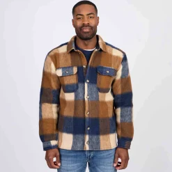 Homme Mise Au Green Surchemise à carreaux bleu marine