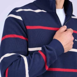 Homme Mise Au Green Sweat rayé col camionneur bleu marine