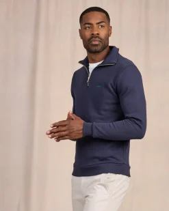 Homme Mise Au Green Sweat uni col camionneur bleu marine