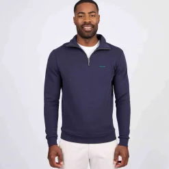 Homme Mise Au Green Sweat uni col camionneur bleu marine