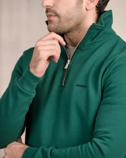Homme Mise Au Green Sweat uni col camionneur vert foncé