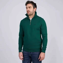 Homme Mise Au Green Sweat uni col camionneur vert foncé