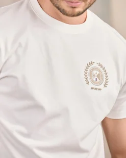 Homme Mise Au Green T-shirt Calvin ecru chiné