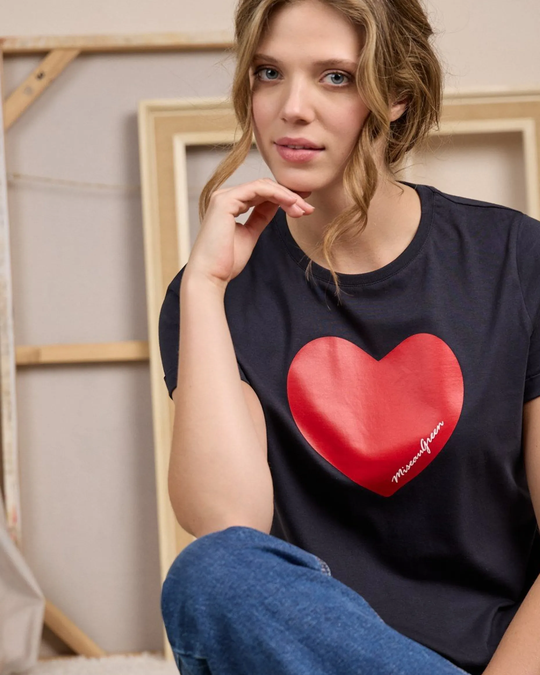 Femme Mise Au Green T-shirt Cheryl bleu marine