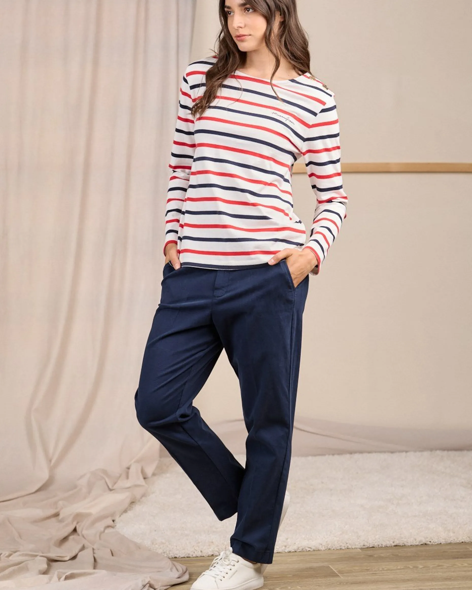 Femme Mise Au Green T-shirt Cyrielle blanc cassé