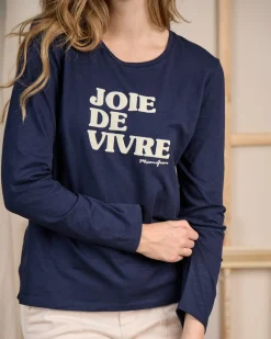 Femme Mise Au Green T-shirt message bleu marine