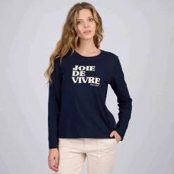 Femme Mise Au Green T-shirt message bleu marine