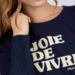 Femme Mise Au Green T-shirt message bleu marine